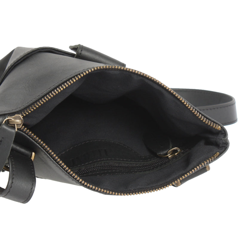 Leconi kleine Umhängetasche Damentasche Herrentasche Ledertasche schwarz LE3060 Riesige Rabatte