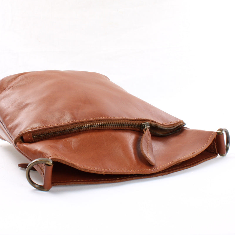 Leconi kleine Umhängetasche Schultertasche Freizeittasche Leder cognac LE3049 50% Rabatt mit kostenlosem Versand