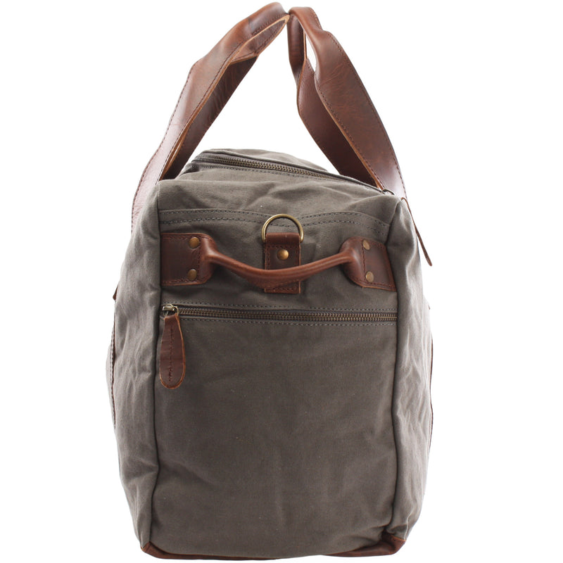 Leconi Weekender Sporttasche Reisetasche Damen Herren Leder Canvas grau LE2014 Clearance-Verkauf