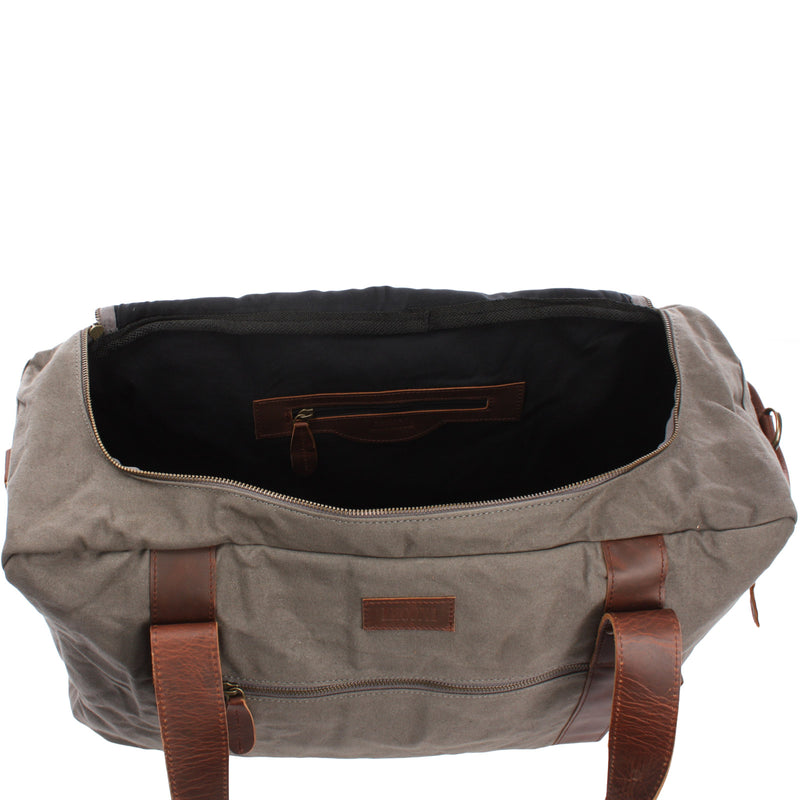 Leconi Weekender Sporttasche Reisetasche Damen Herren Leder Canvas grau LE2014 Clearance-Verkauf