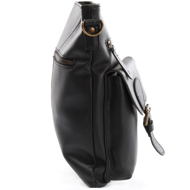 Leconi Umhängetasche Schultertasche Ledertasche Leder schwarz LE3084 Fabrikladen