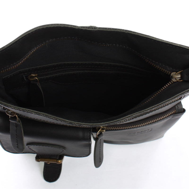 Leconi Umhängetasche Schultertasche Ledertasche Leder schwarz LE3084 Fabrikladen