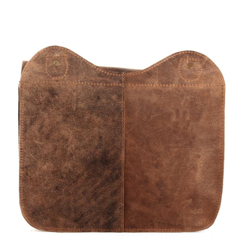 Leconi Umhängetasche Schultertasche Freizeittasche Büffelleder klein vintage braun LE3061 Speichern exportieren