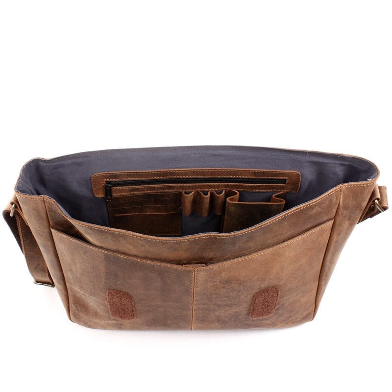 Leconi große Umhängetasche Schultertasche Messenger Bag Aktentasche Businesstasche Leder vintage braun LE3064 Black Friday Preise