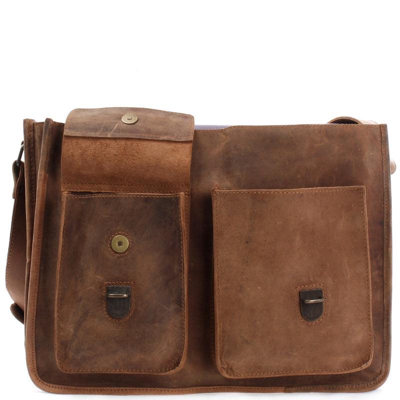 Leconi große Aktentasche Lehrertasche Businesstasche Leder vintage braun LE3030 Im Verkauf