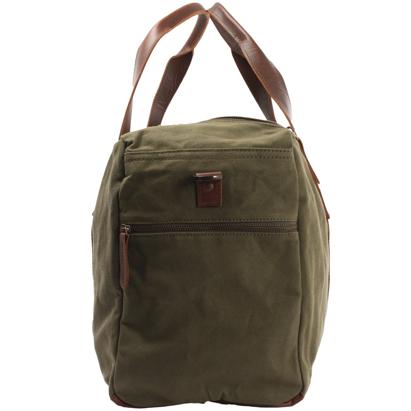 Leconi Weekender Sporttasche Reisetasche Damen Herren Leder Canvas grün LE2014 50% Rabatt für begrenzte Zeit