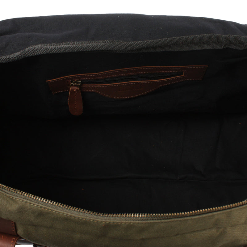Leconi Weekender Sporttasche Reisetasche Damen Herren Leder Canvas grün LE2014 50% Rabatt für begrenzte Zeit
