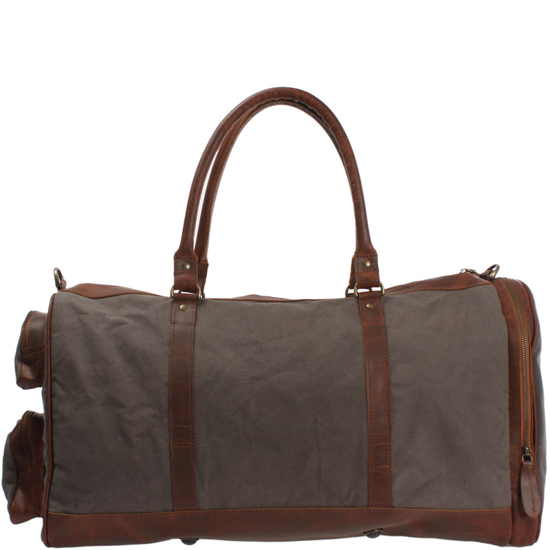 Leconi Reisetasche Weekender Sporttasche Damen Herren Leder Canvas grau LE2017 Outlet