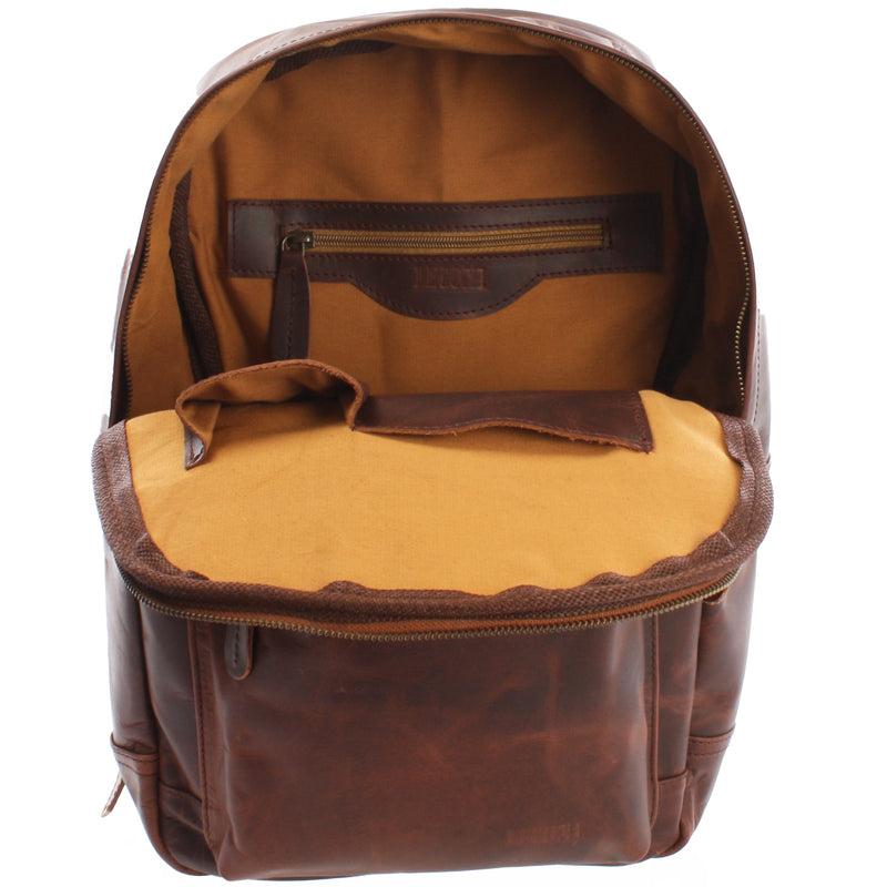 Leconi Rucksack Lederrucksack Freizeitrucksack Damen Herren Leder braun LE1009 Angebote