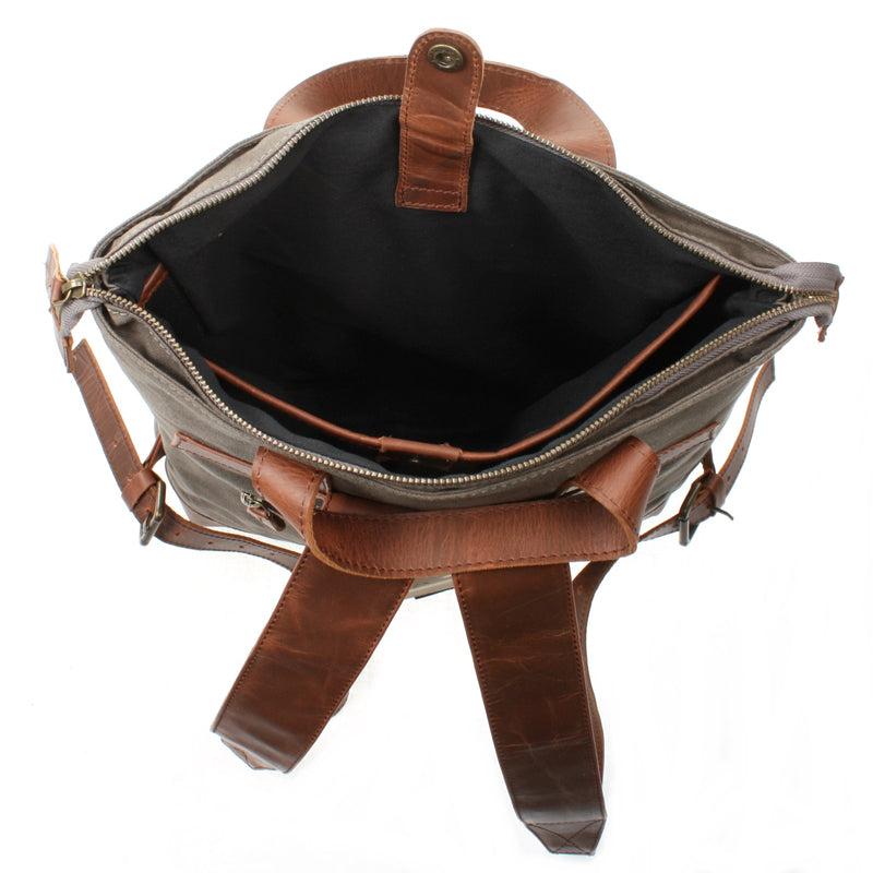 Leconi Freizeitrucksack Rucksack DIN A4 Canvas Leder grau LE1021 Hotsell