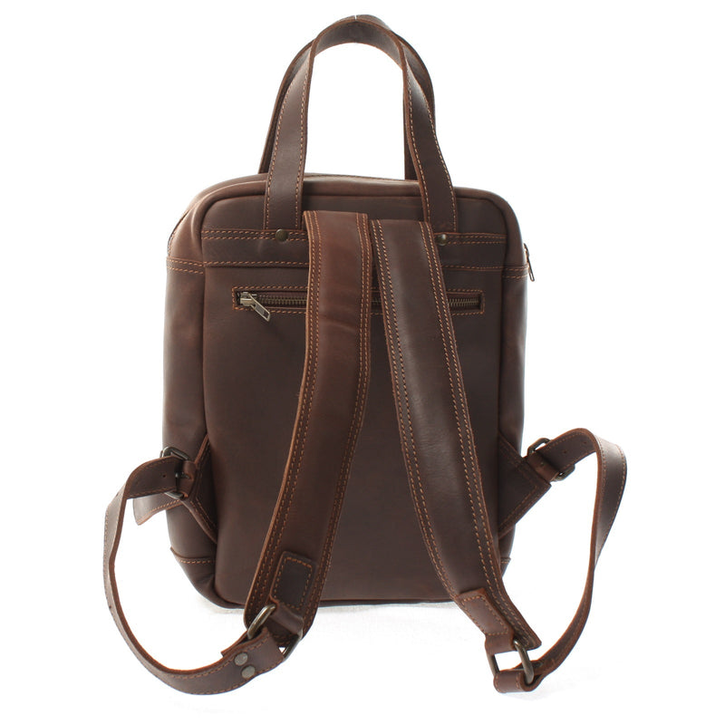 Leconi kleiner Rucksack Lederrucksack Leder dunkelbraun LE1028 Schlussverkauf