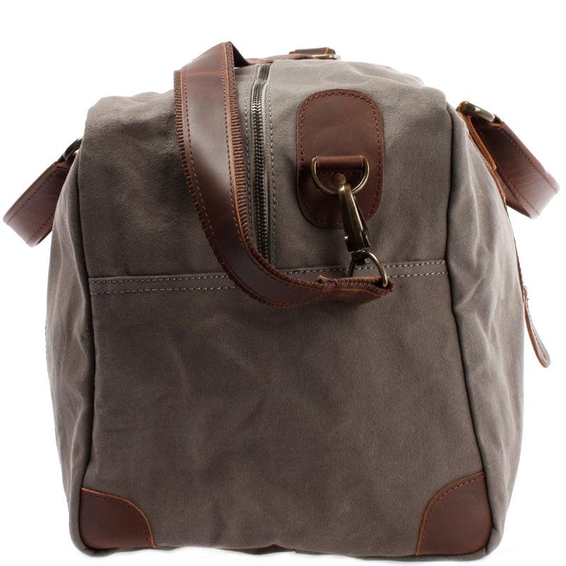 Leconi große Reisetasche Weekender Handgepäck Canvas Leder grau LE2020 Günstiger Verkauf