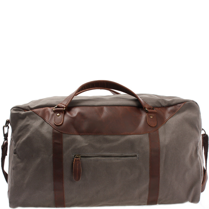 Leconi große Reisetasche Weekender Handgepäck Canvas Leder grau LE2020 Günstiger Verkauf