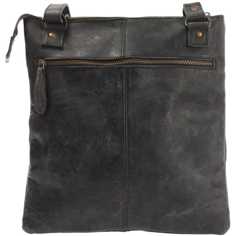 Leconi Umhängetasche Schultertasche Damen Herren Used Look Leder grau LE3011 Fabrikverkauf
