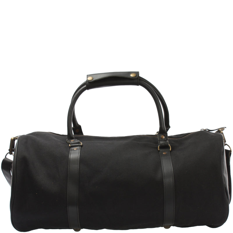 Leconi Weekender Reisetasche Sporttasche vintage Leder Canvas schwarz LE2004 Blitzverkäufe