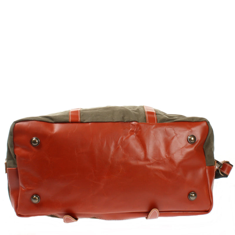 Leconi Reisetasche Weekender Handgepäck Leder Canvas grün LE2010 Fabrik Onlineshop