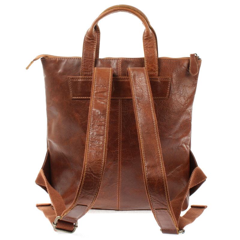 Leconi Rucksack Lederrucksack Freizeitrucksack Damen Herren Leder braun LE1031 Sonderangebot