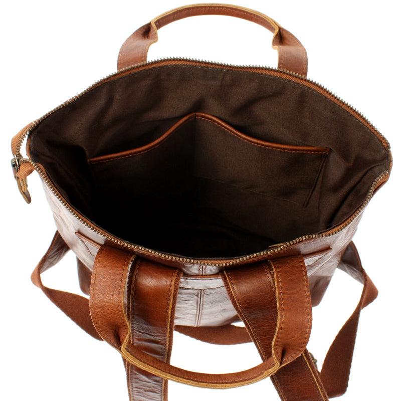Leconi Rucksack Lederrucksack Freizeitrucksack Damen Herren Leder braun LE1031 Sonderangebot