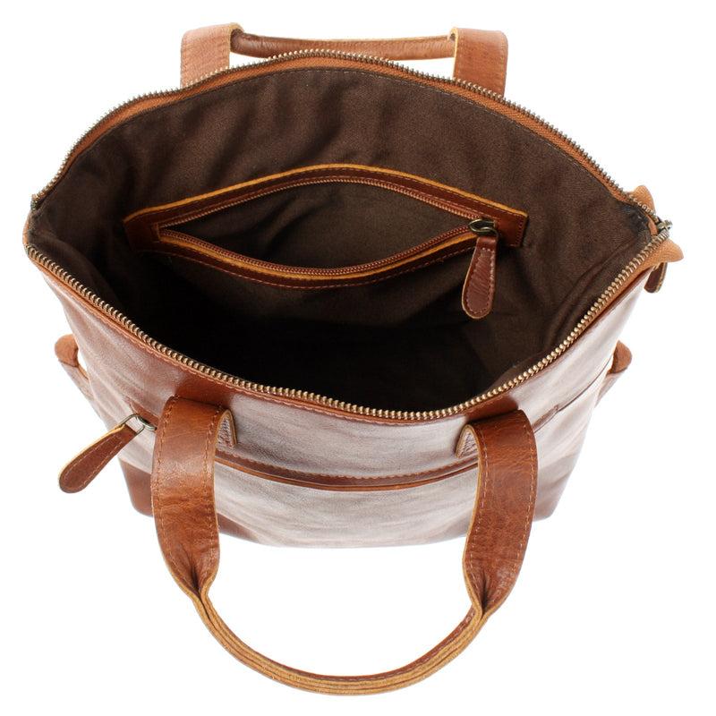 Leconi Rucksack Lederrucksack Freizeitrucksack Damen Herren Leder braun LE1031 Sonderangebot
