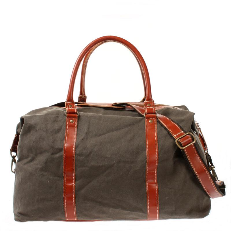 Leconi Reisetasche Weekender Handgepäck Leder Canvas grau LE2010 Rabatt