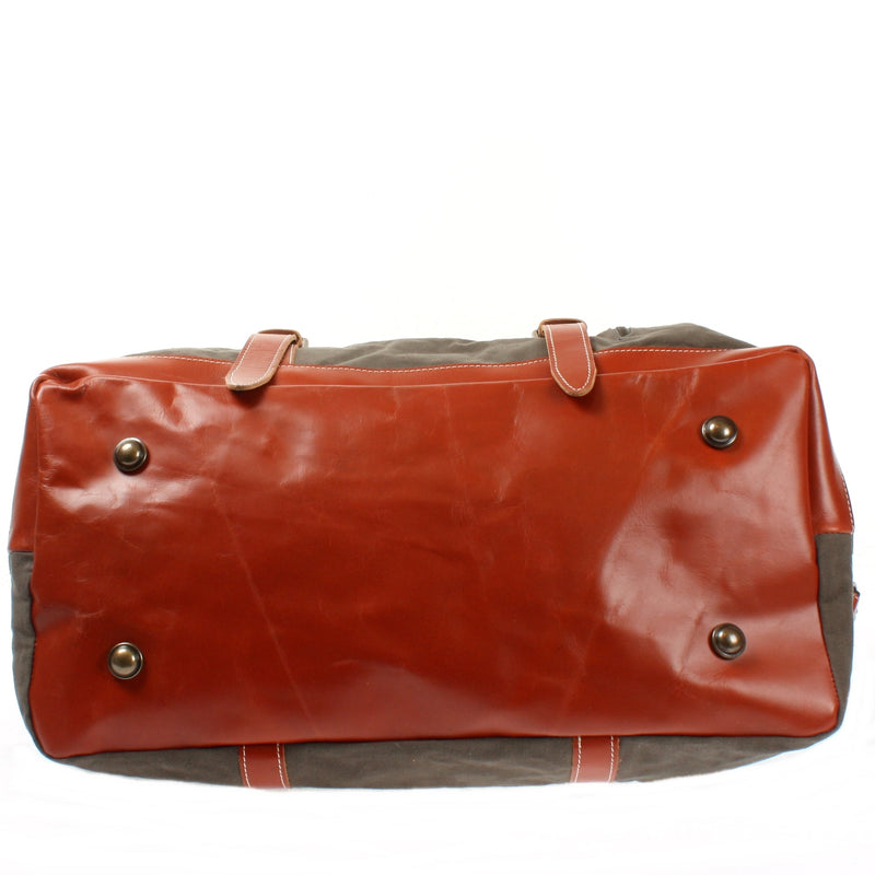 Leconi Reisetasche Weekender Handgepäck Leder Canvas grau LE2010 Rabatt