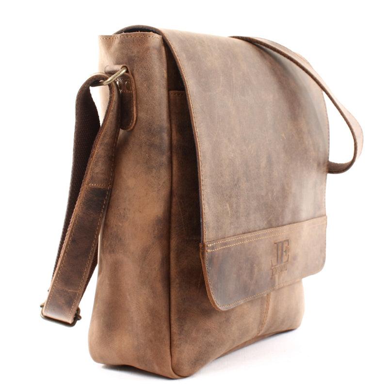 Leconi Umhängetasche Schultertasche Messenger Bag Kuriertasche Businesstasche Leder vintage braun LE3063 Günstig kaufen