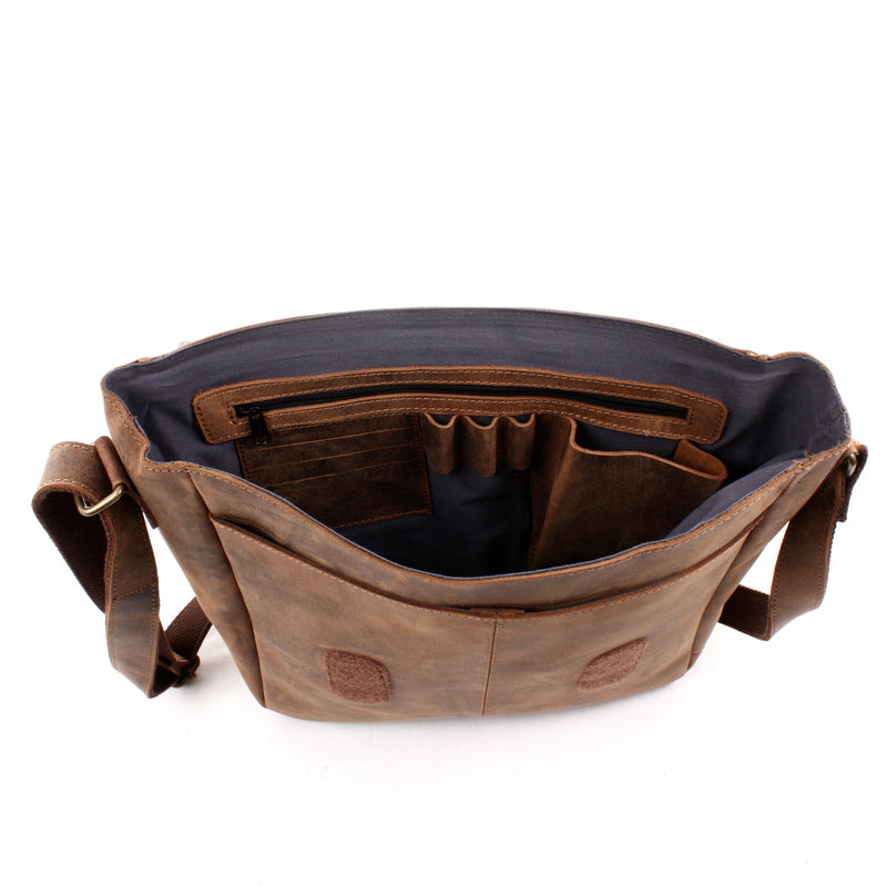 Leconi Umhängetasche Schultertasche Messenger Bag Kuriertasche Businesstasche Leder vintage braun LE3063 Günstig kaufen