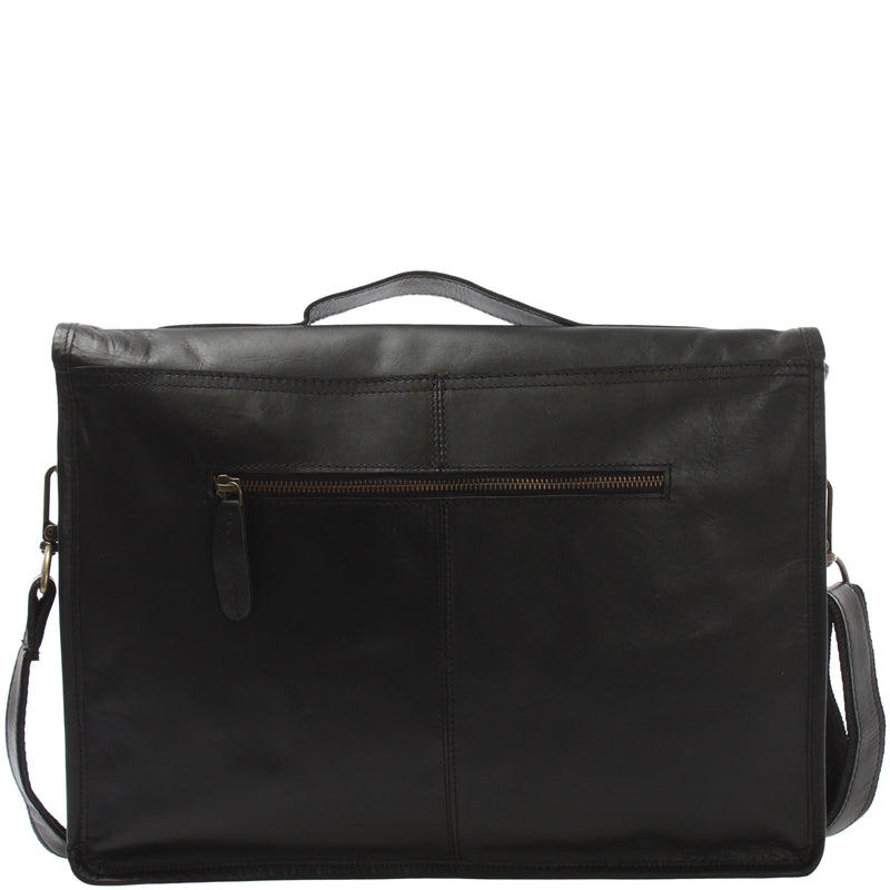 Leconi Aktentasche Businesstasche Messenger Bag Vintage Leder schwarz LE3009 Versandkostenfrei