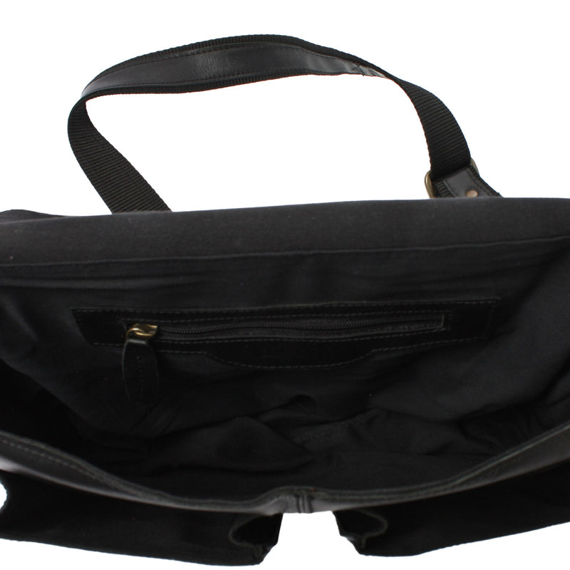 Leconi Aktentasche Businesstasche Messenger Bag Vintage Leder schwarz LE3009 Versandkostenfrei