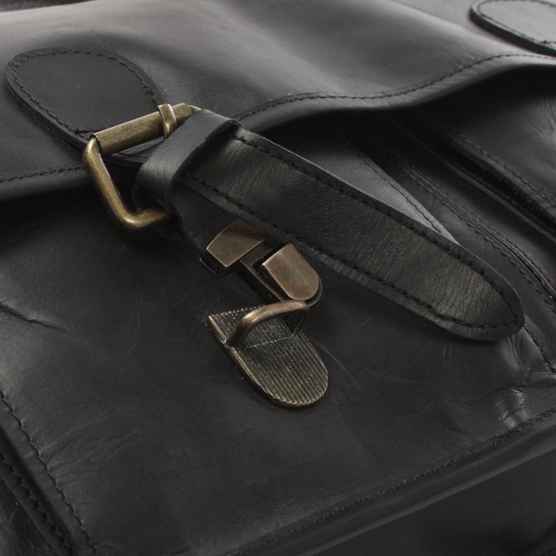 Leconi Aktentasche Businesstasche Messenger Bag Vintage Leder schwarz LE3009 Versandkostenfrei