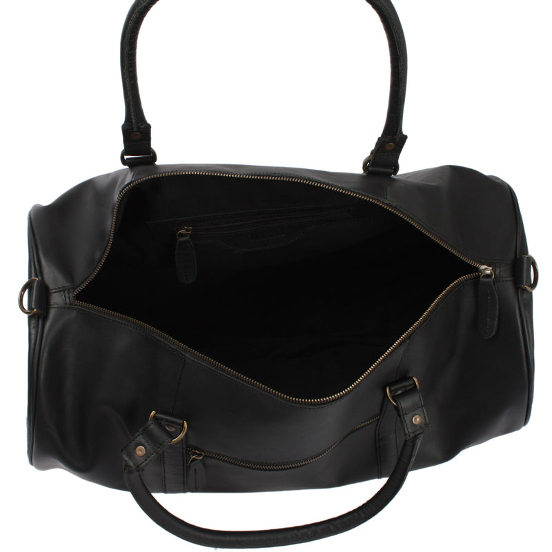 Leconi Weekender Reisetasche Sporttasche vintage Leder schwarz LE2004 Flash Sale