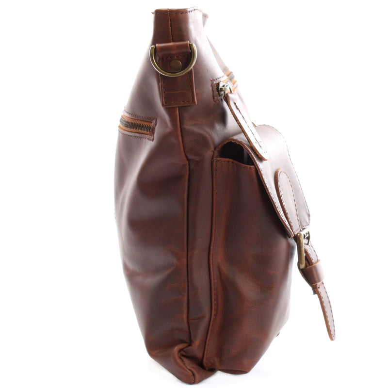 Leconi Umhängetasche Schultertasche Ledertasche Leder braun LE3084 Exklusivangebot