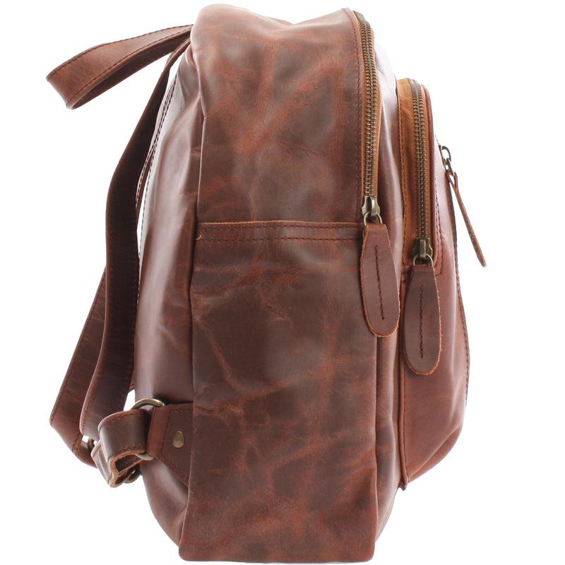 Leconi kleiner Rucksack Freizeitrucksack Lederrucksack Leder braun LE1011 Preisnachlass