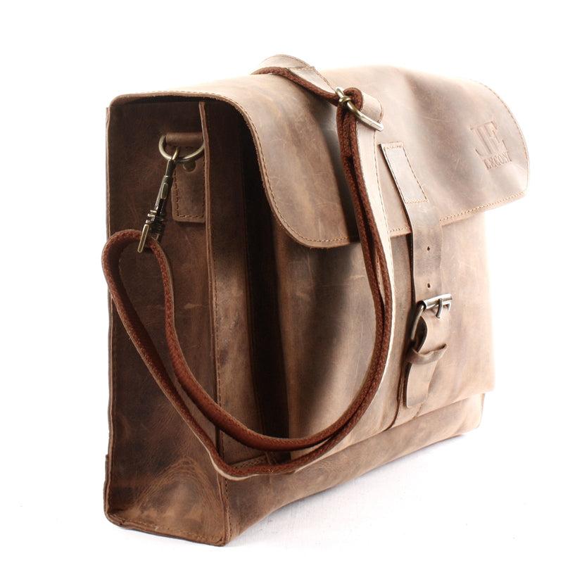 Leconi Messenger Bag Aktentasche Damen Herren Leder vintage braun LE3054 Saisonschlussverkauf
