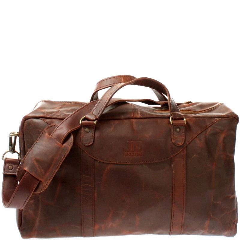 Leconi kleine Reisetasche Weekender Handgepäck Leder braun LE2009 Weihnachtsangebot