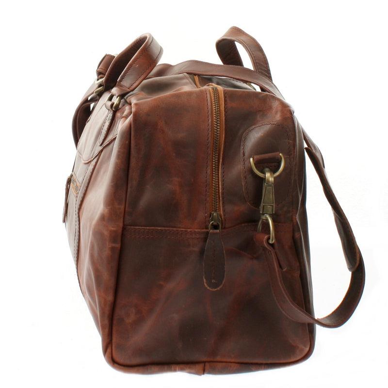 Leconi kleine Reisetasche Weekender Handgepäck Leder braun LE2009 Weihnachtsangebot