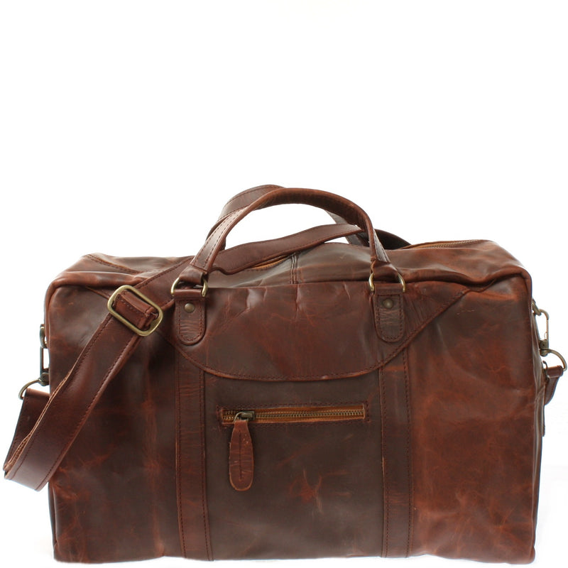 Leconi kleine Reisetasche Weekender Handgepäck Leder braun LE2009 Weihnachtsangebot