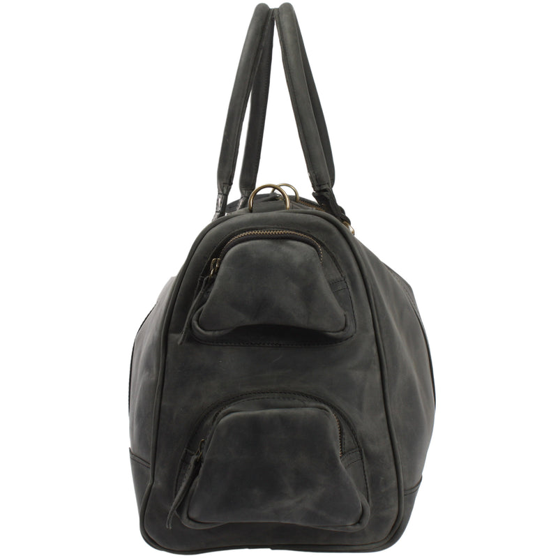 Leconi Reisetasche Weekender Sporttasche Ledertasche Damen Herren Leder grau LE2017 Osterangebot