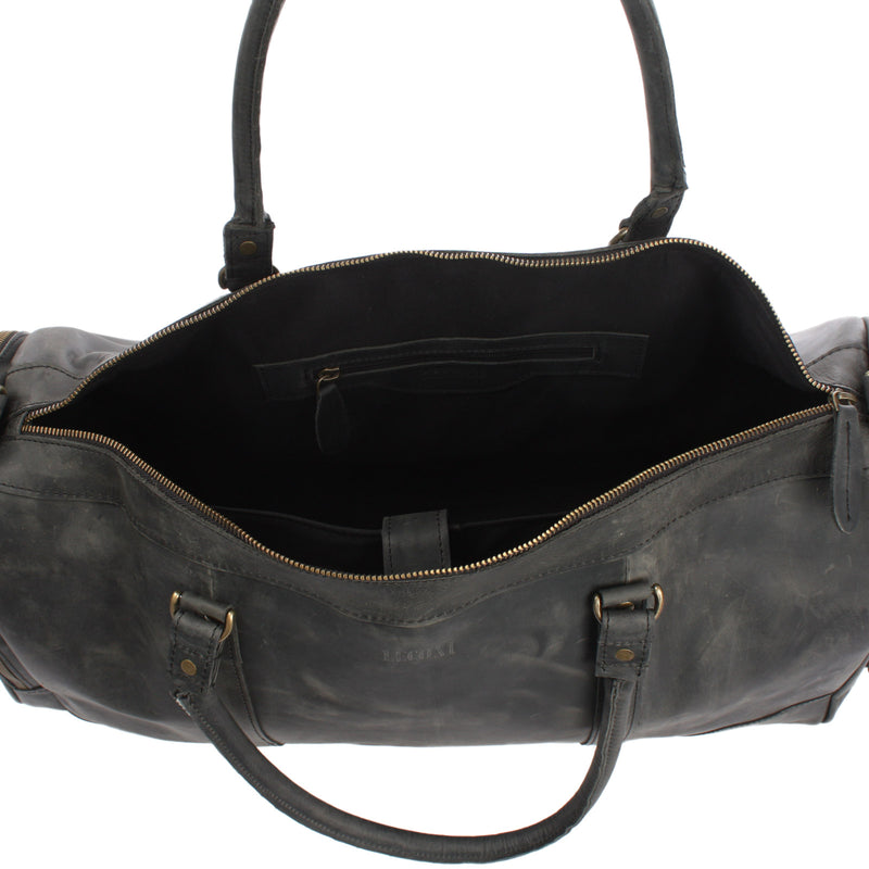 Leconi Reisetasche Weekender Sporttasche Ledertasche Damen Herren Leder grau LE2017 Osterangebot
