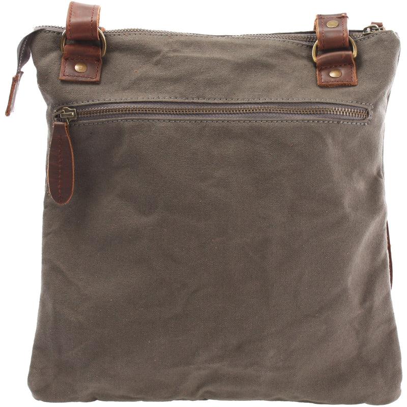 Leconi Umhängetasche Schultertasche Damen Herren Used Look Leder Canvas grau LE3011 Muttertagsangebot