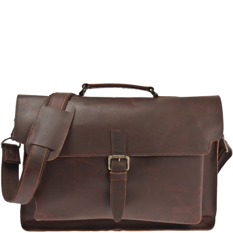 Leconi Aktentasche Businesstasche Messenger Bag Vintage Leder braun LE3008 Valentinstagsangebot