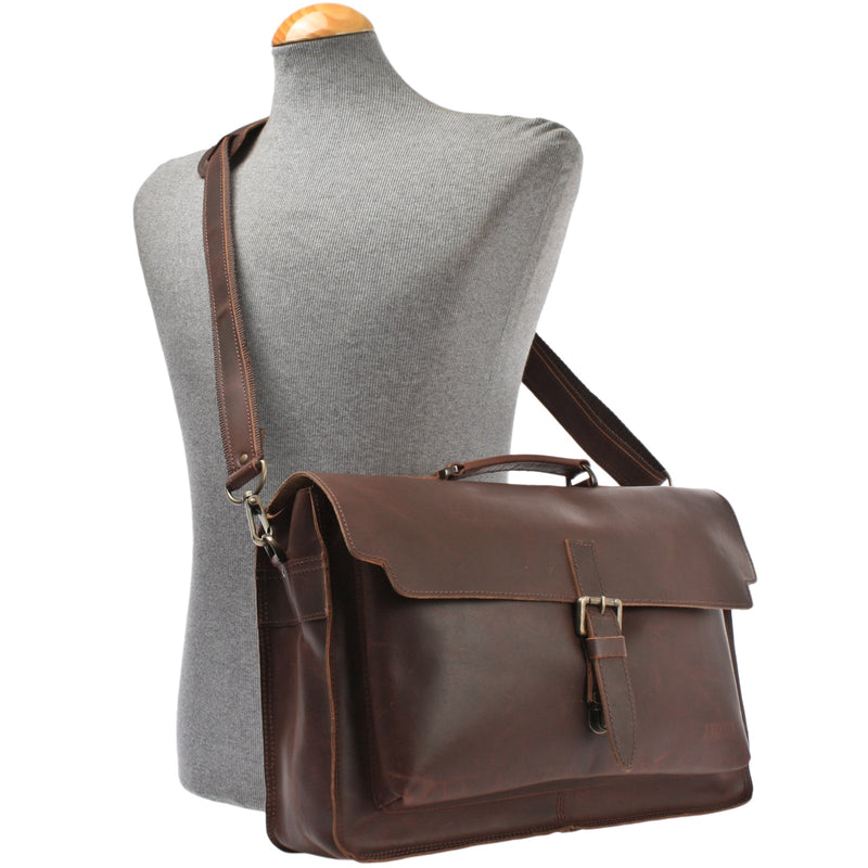 Leconi Aktentasche Businesstasche Messenger Bag Vintage Leder braun LE3008 Valentinstagsangebot