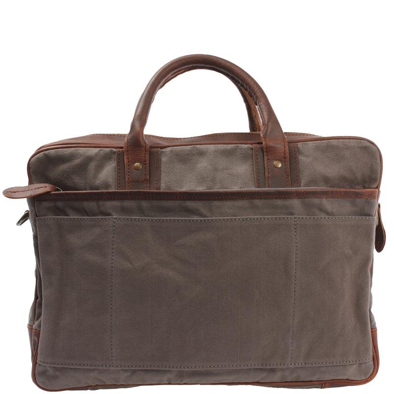Leconi Aktentasche Handgepäck Trolleytasche Canvas Leder grau LE3066 Jubiläumsangebot