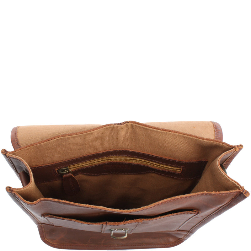 Leconi B-Ware Umhängetasche Freizeittasche Herren Damen Hochformat Leder braun LE3052 Lagerräumung