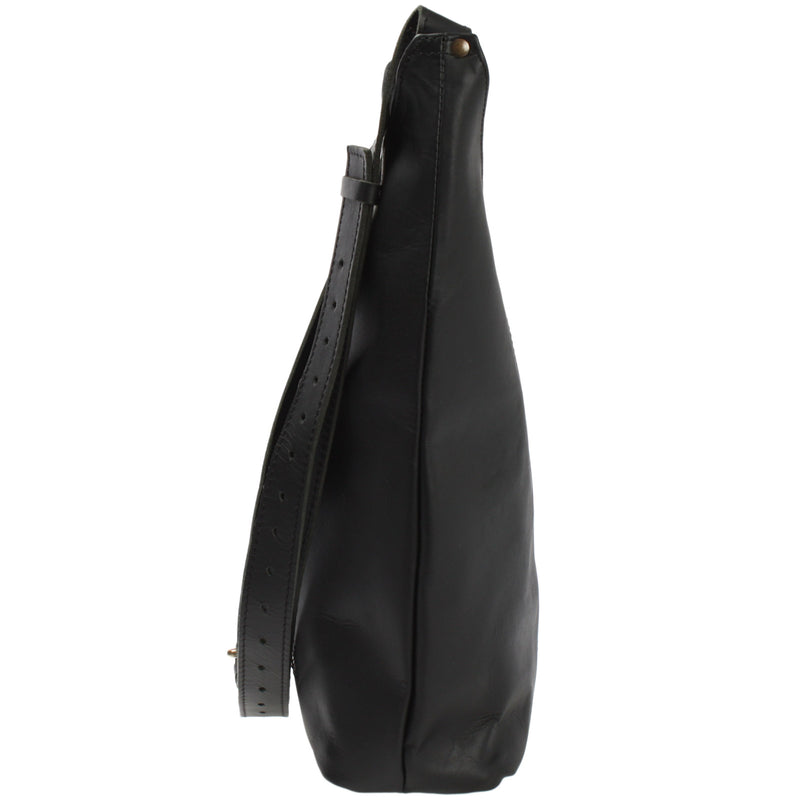 Leconi große Umhängetasche Schultertasche Beuteltasche Damentasche Leder schwarz LE0055 Neueste Mode