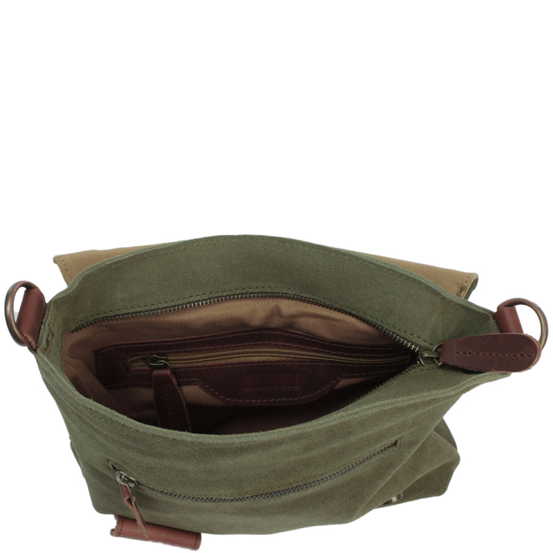 Leconi Umhängetasche Ledertasche Damen Schultertasche Wildleder grün LE3027 Online Outlet