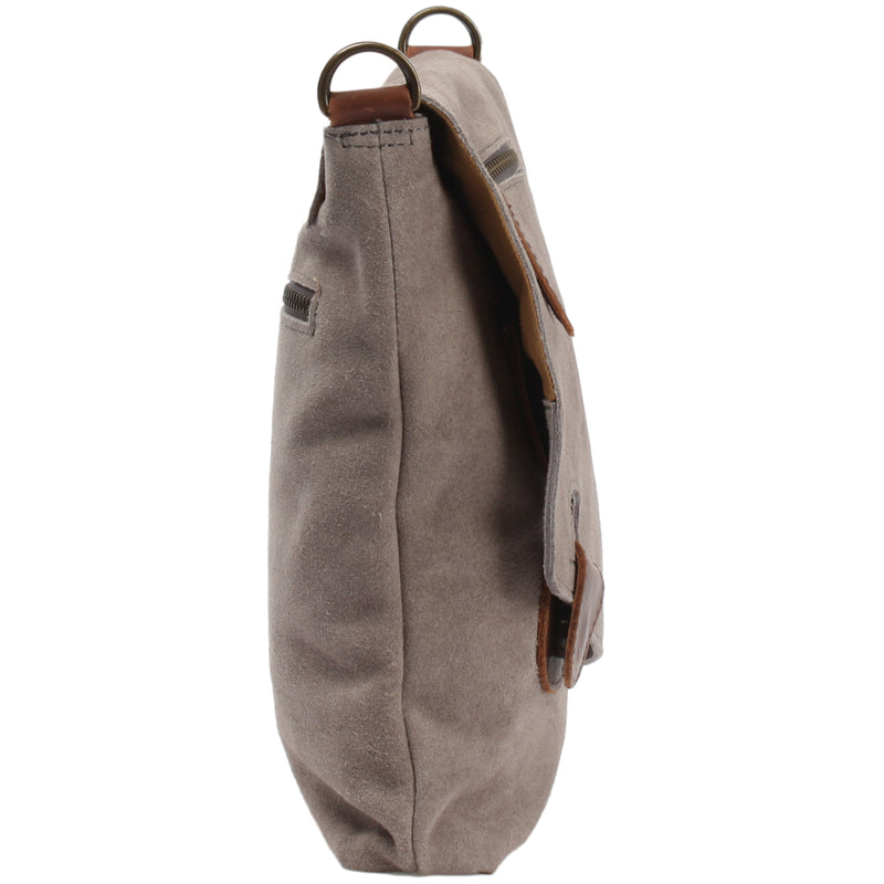 Leconi Umhängetasche Ledertasche Damen Schultertasche Wildleder grau LE3027 Exklusive Angebote