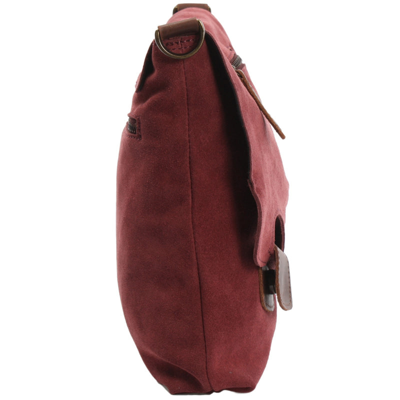 Leconi Umhängetasche Ledertasche Damen Schultertasche Wildleder bordeaux LE3027 Große Rabatte