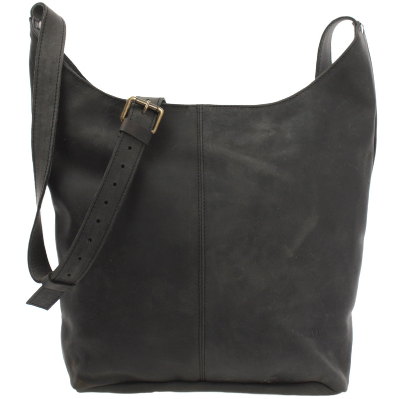 Leconi große Umhängetasche Schultertasche Beuteltasche Damentasche Leder grau LE0055 Saisonale Angebote