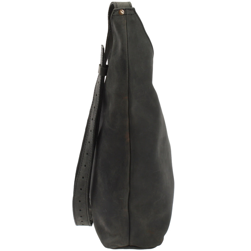 Leconi große Umhängetasche Schultertasche Beuteltasche Damentasche Leder grau LE0055 Saisonale Angebote